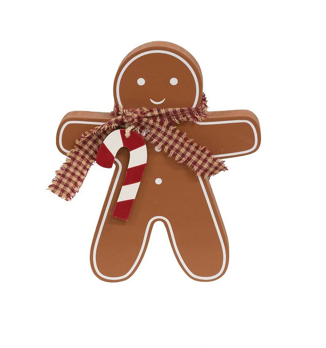 Festive Wooden 6" Holiday Gingerbread Man Shelf Sitter, Tiered-Tray Decor