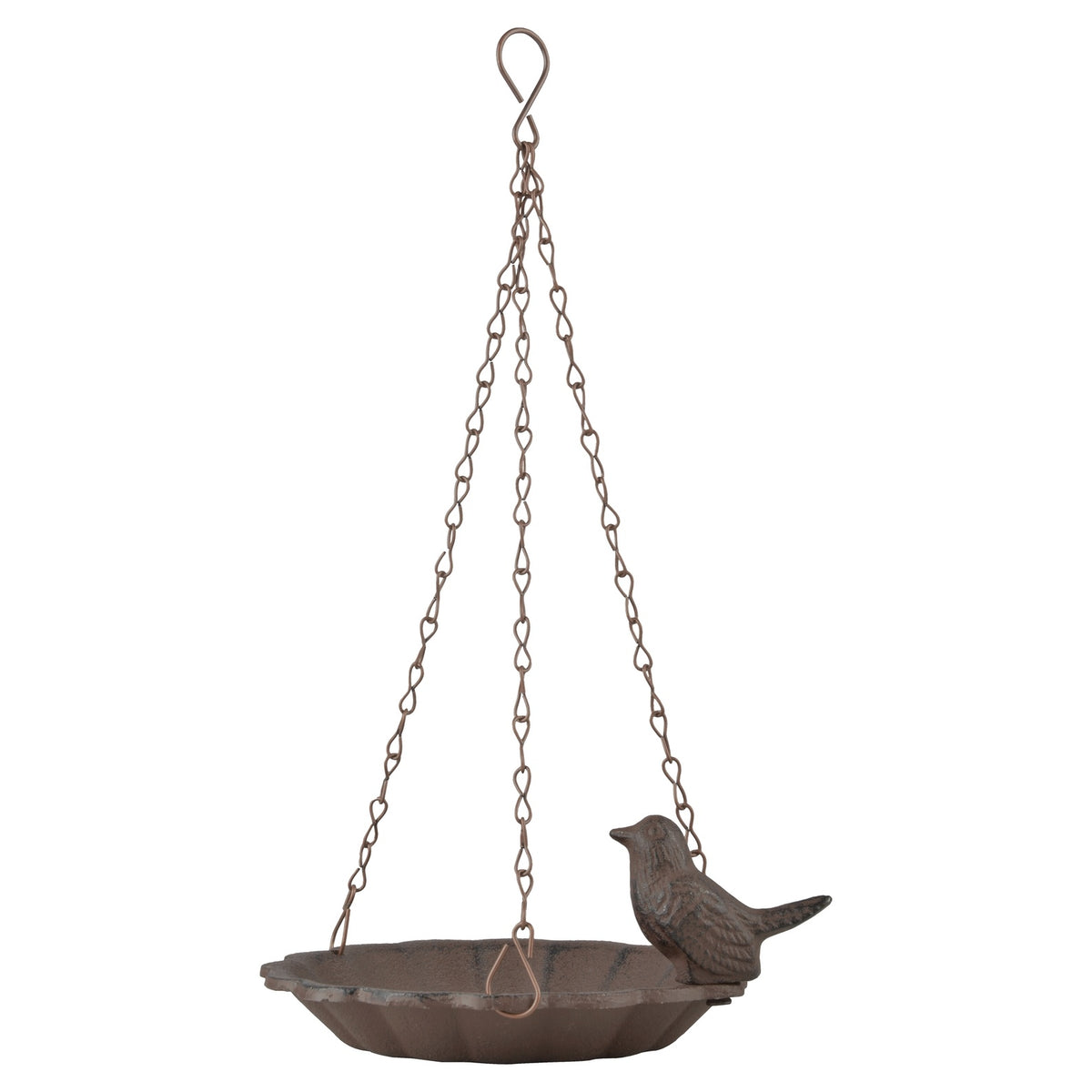 Cast Iron Decorative Antique Brown Hanging Bird Bath and Bird Seed Feeder