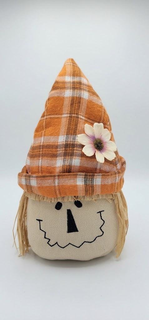 Primitive Plush Scarecrow Head Fall Decor, 11.5" Rustic Autumn Shelf Sitter