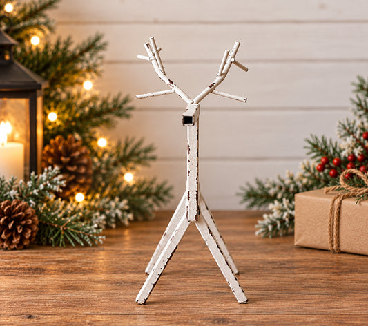 10" Primitive Rusted Metal Reindeer – Rustic Farmhouse Christmas Decor