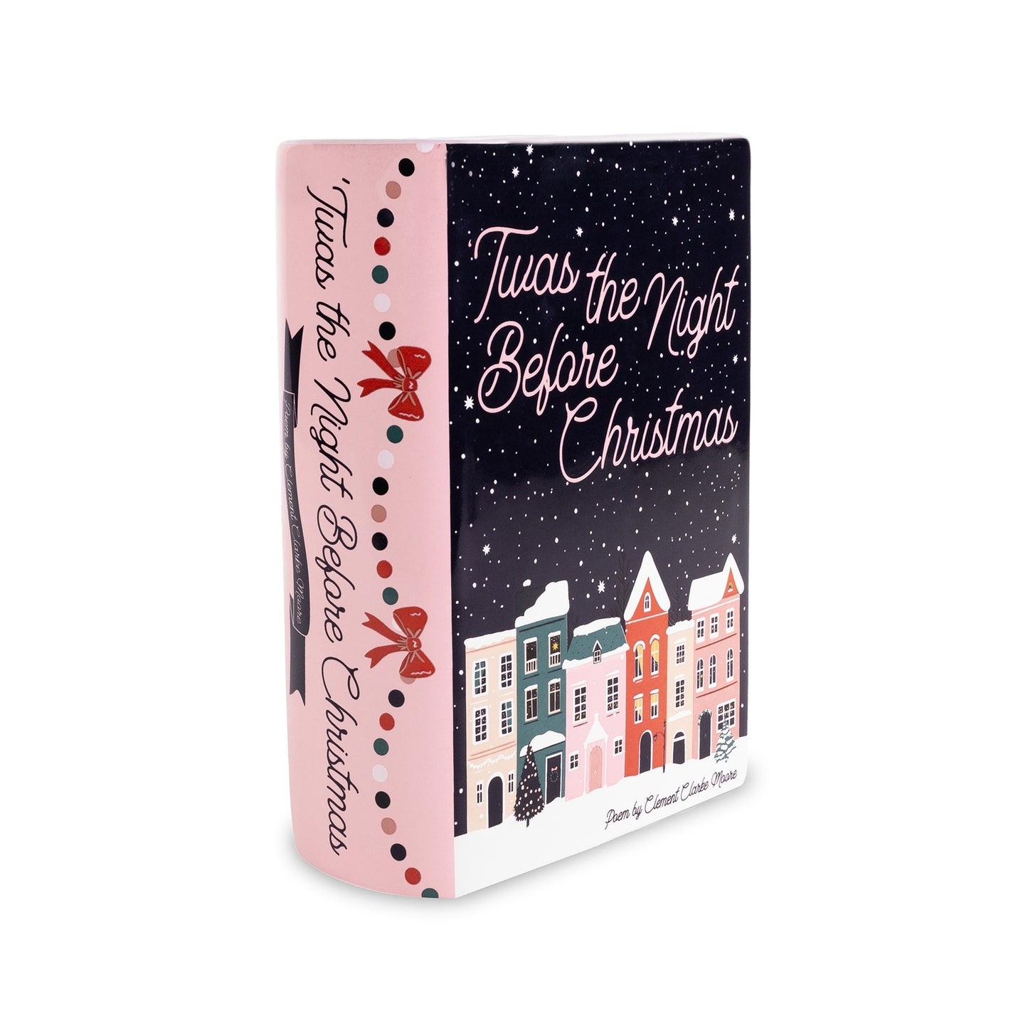 Twas the Night Before Christmas, C. Moore Holiday Themed 8" Ceramic Book Vase