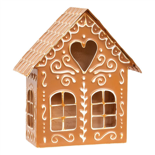 Gingerbread House 9.75" Metal Luminary - Christmas Village Holiday Decor
