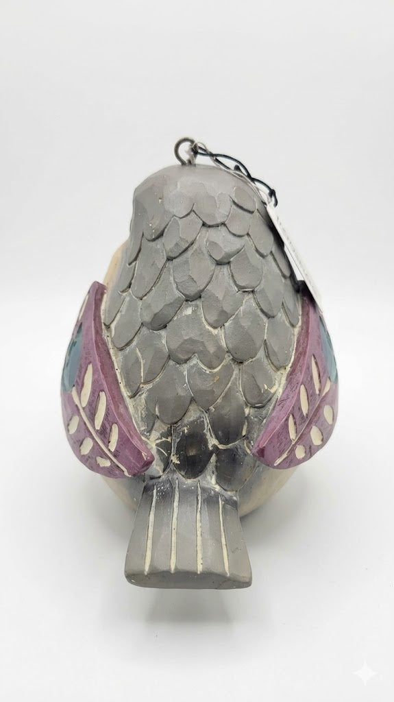 Cute Textured Floral Bird Hanging Birdhouse 6" Whimsical Outdoor Garden Decor