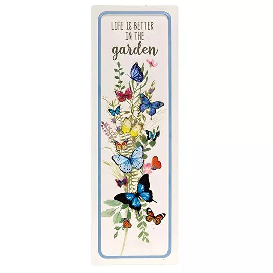 Life is Better in the Garden Metal Sign 16x5.25 Butterfly Wall Art Outdoor Decor