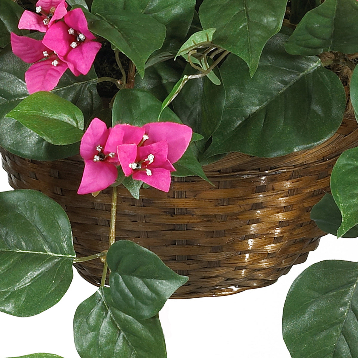 Nearly Natural Bright Pink Artificial Bougainvillea 24" Hanging Flower Basket
