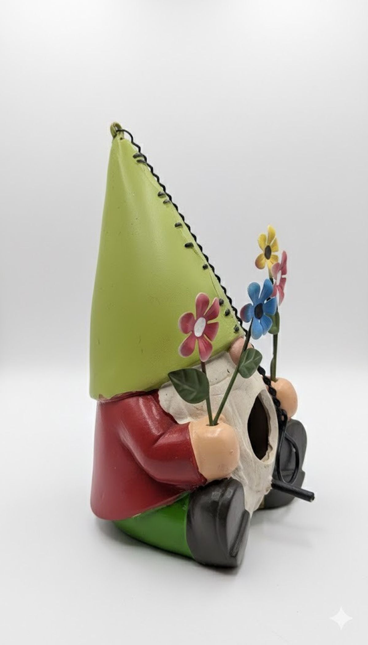 Colorful Resin Gnome with Flowers 7 1/2" Birdhouse by Santa's Workshop