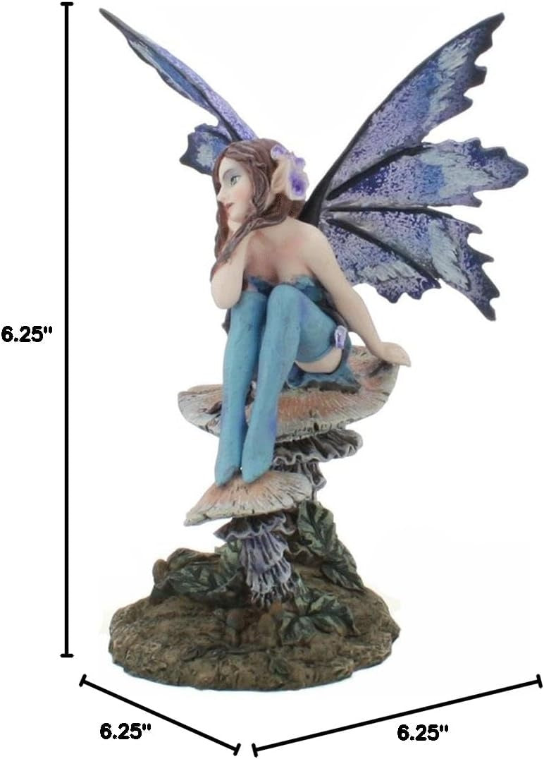 'Nice Fairy' Figurine on Mushroom by Faery Artist, Amy Brown Collection 6.25"