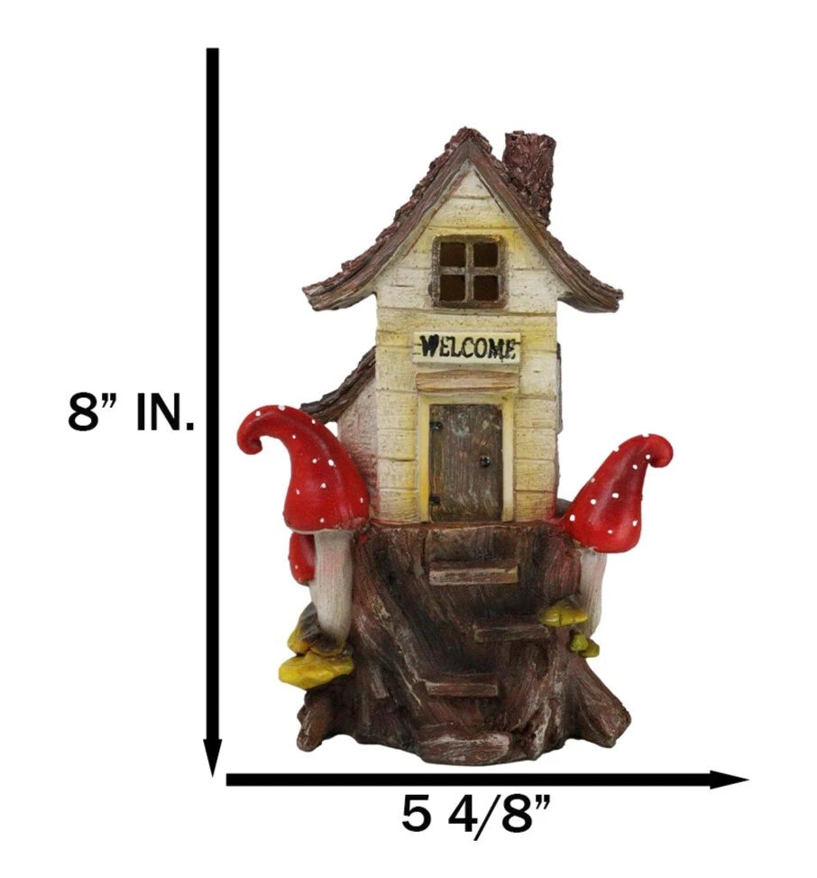Enchanting Small Fairy Gnome Home, LED Light Up Resin 8" House