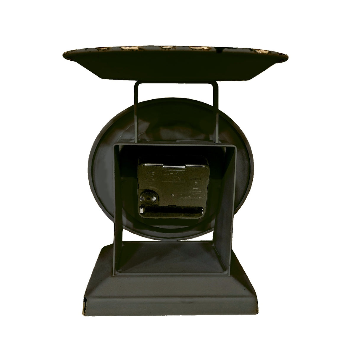 Distressed Vintage Style Black Bee Old Town Metal Scale 7" Tabletop Clock