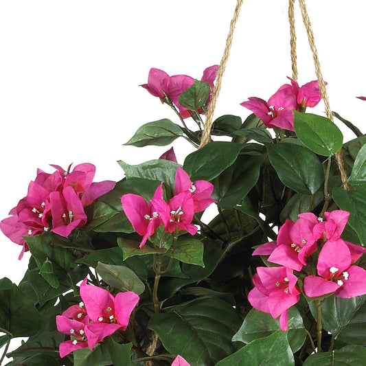 Nearly Natural Bright Pink Artificial Bougainvillea 24" Hanging Flower Basket – detail view