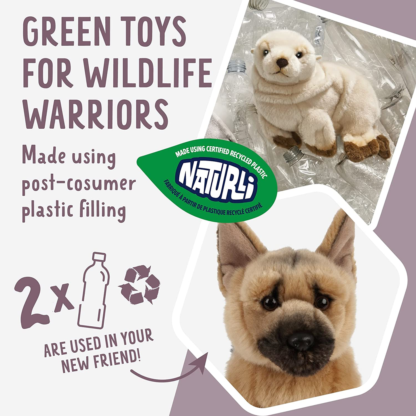 Living Nature German Shepherd Plush Toy, GSD Dog 8"