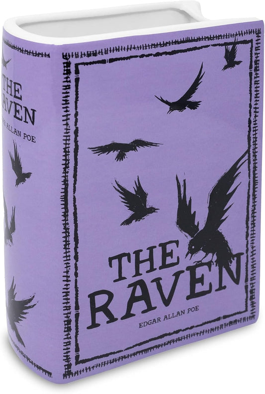 Edgar Allan Poe The Raven Decorative Purple Ceramic Book Themed Flower Vase
