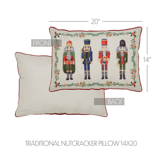 Classic Traditional Nutcracker Cream Christmas Holiday Throw Pillow 14" x20"