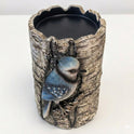 De Leon Collections Resin Birch Log Blue Jay Candle Holder, 6" Stand