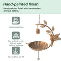 Glitzhome® 25" Faux Copper Patina Finish Hummingbird Hanging Bird Feeder