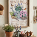 Vintage Farmhouse Wood Framed "Old Thyme Flower Market" Wall Art - 16.5" x 12.5"