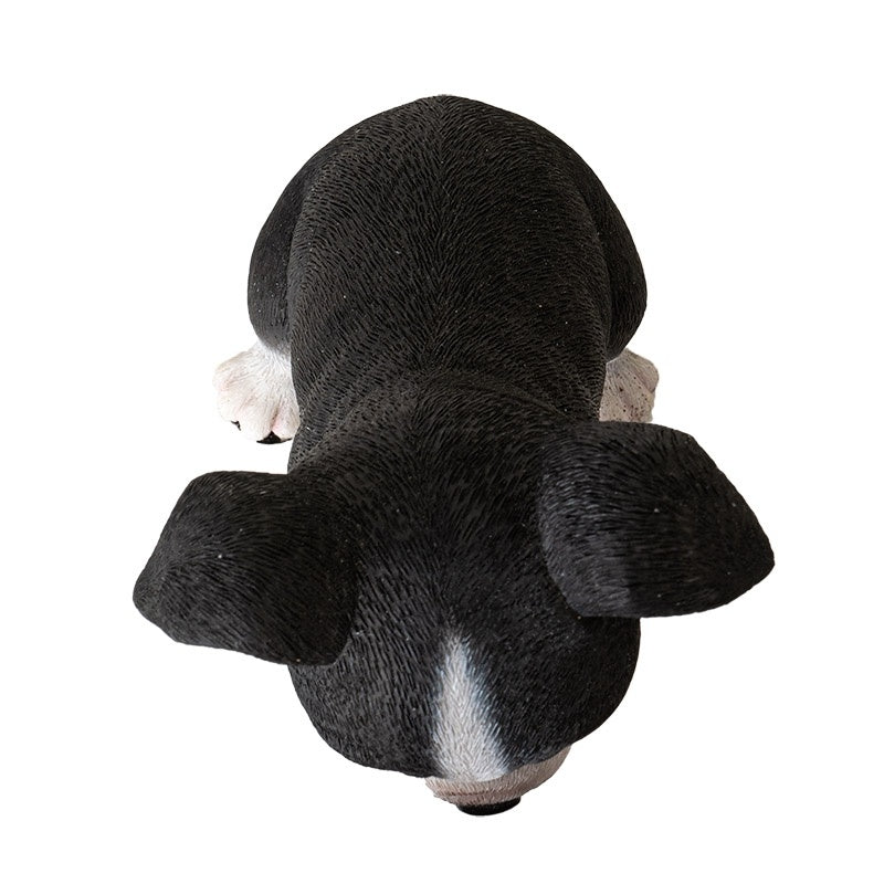 Adorable Seated Boston Terrier Puppy Dog Collectible Resin Figurine, 5.5 inch