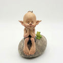 Fairy Garden Pixie and Frog on Rock 4" Miniature Resin Statuette, Figurine