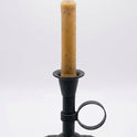 Primitive 6" Black Metal Chamberstick Candle Holder with Timer Taper Candle