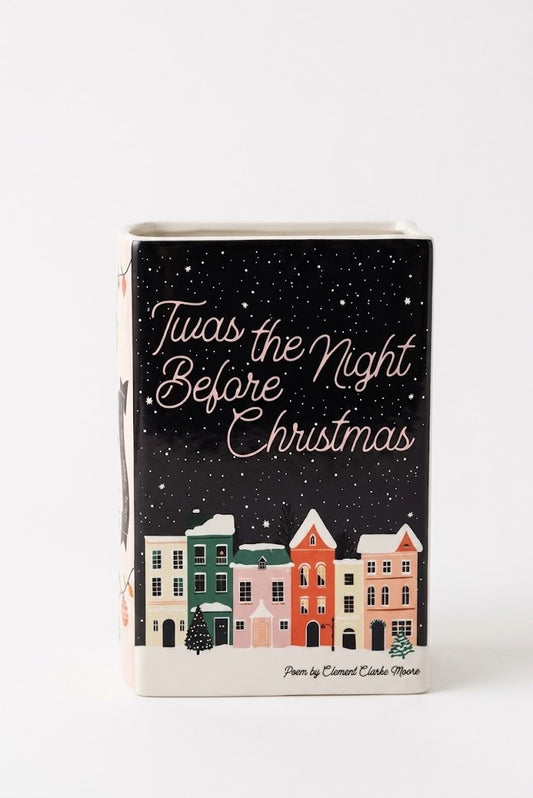 Twas the Night Before Christmas, C. Moore Holiday Themed 8" Ceramic Book Vase – detail view