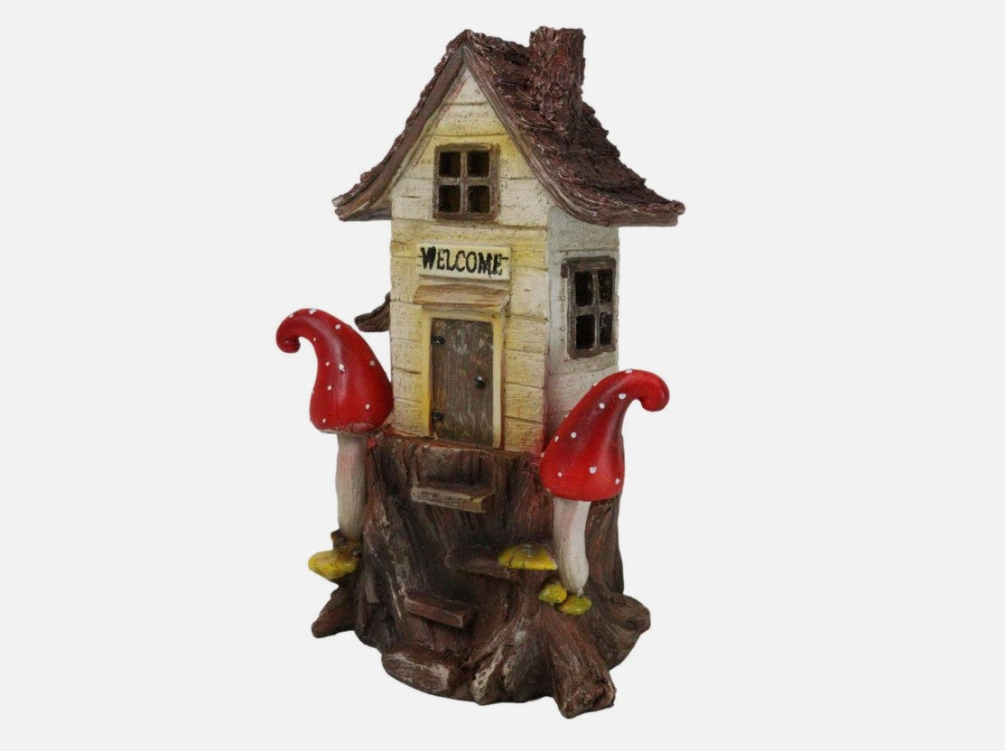 Enchanting Small Fairy Gnome Home, LED Light Up Resin 8" House