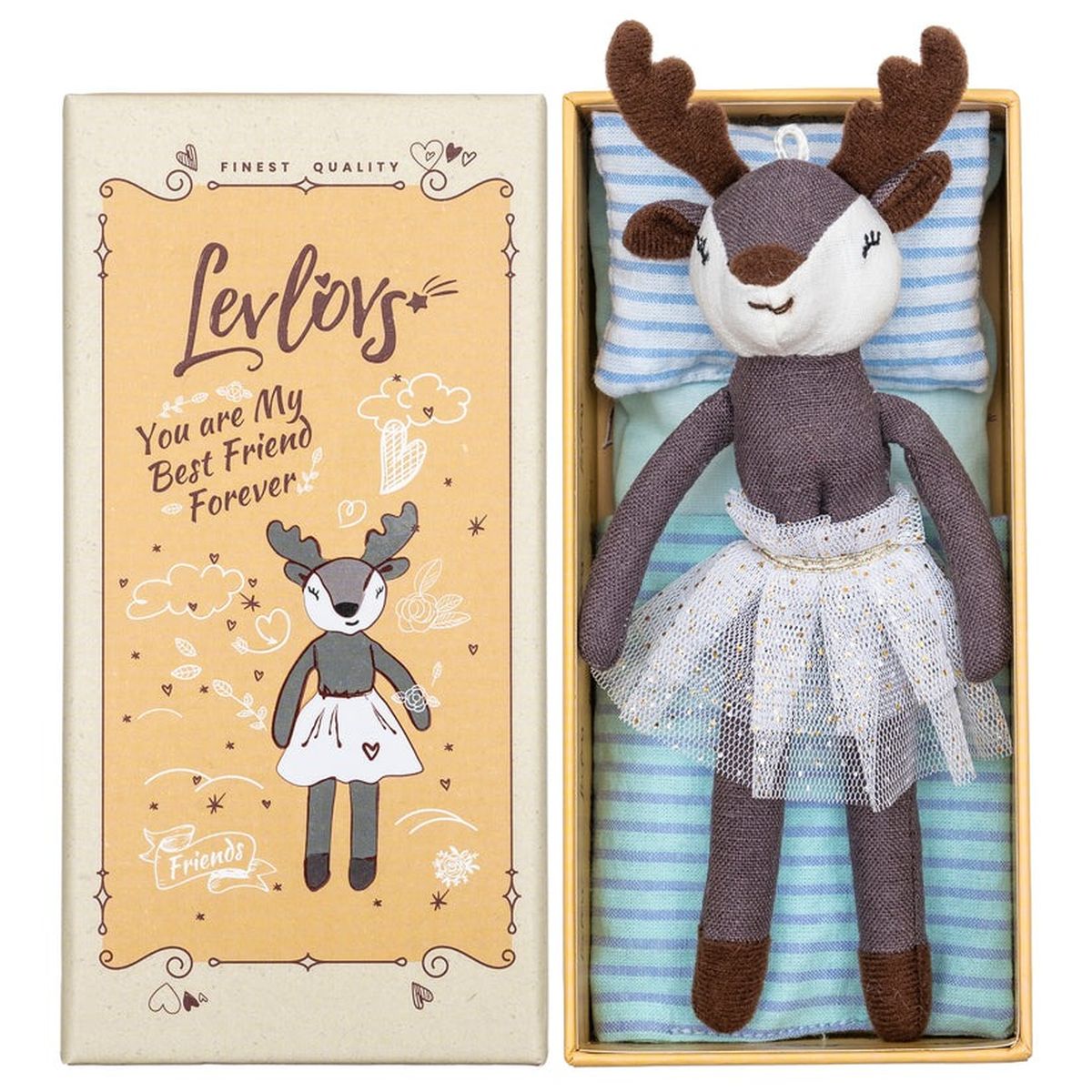 Levlovs Reindeer Elle in Best Friend Forever Keepsake Box with Bedding