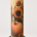 Sunflowers and Pumpkin Panorama 7" Led Timer Taper Candle and Black Holder Set