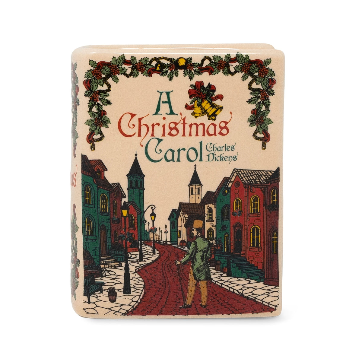 Charles Dickens A Christmas Carol Miniature 3 1/2" Ceramic Book Candle