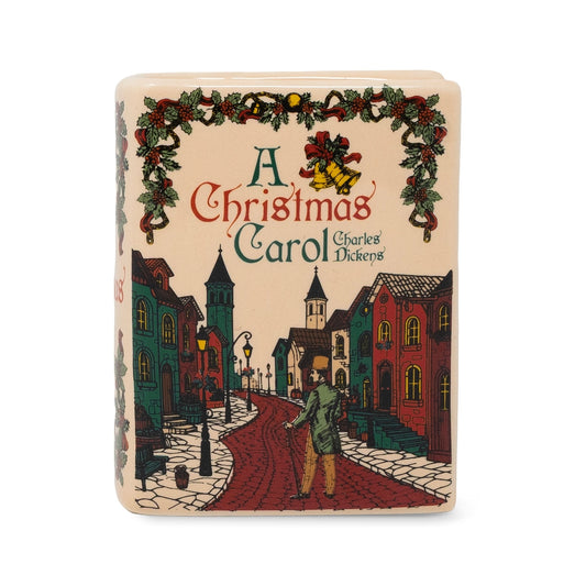 Charles Dickens A Christmas Carol Miniature 3 1/2" Ceramic Book Candle – detail view