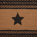 Braided Jute Oval Table Runner 13" x 48" Primitive Black Star Colonial Folk Art