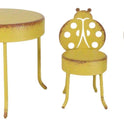 Whimsical Fairy Garden Miniature Yellow Ladybug Metal Chairs and Table Set