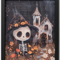 The Skeleton’s Secret Garden Halloween Wood Framed Wall Art, 11.75" X 9.5"