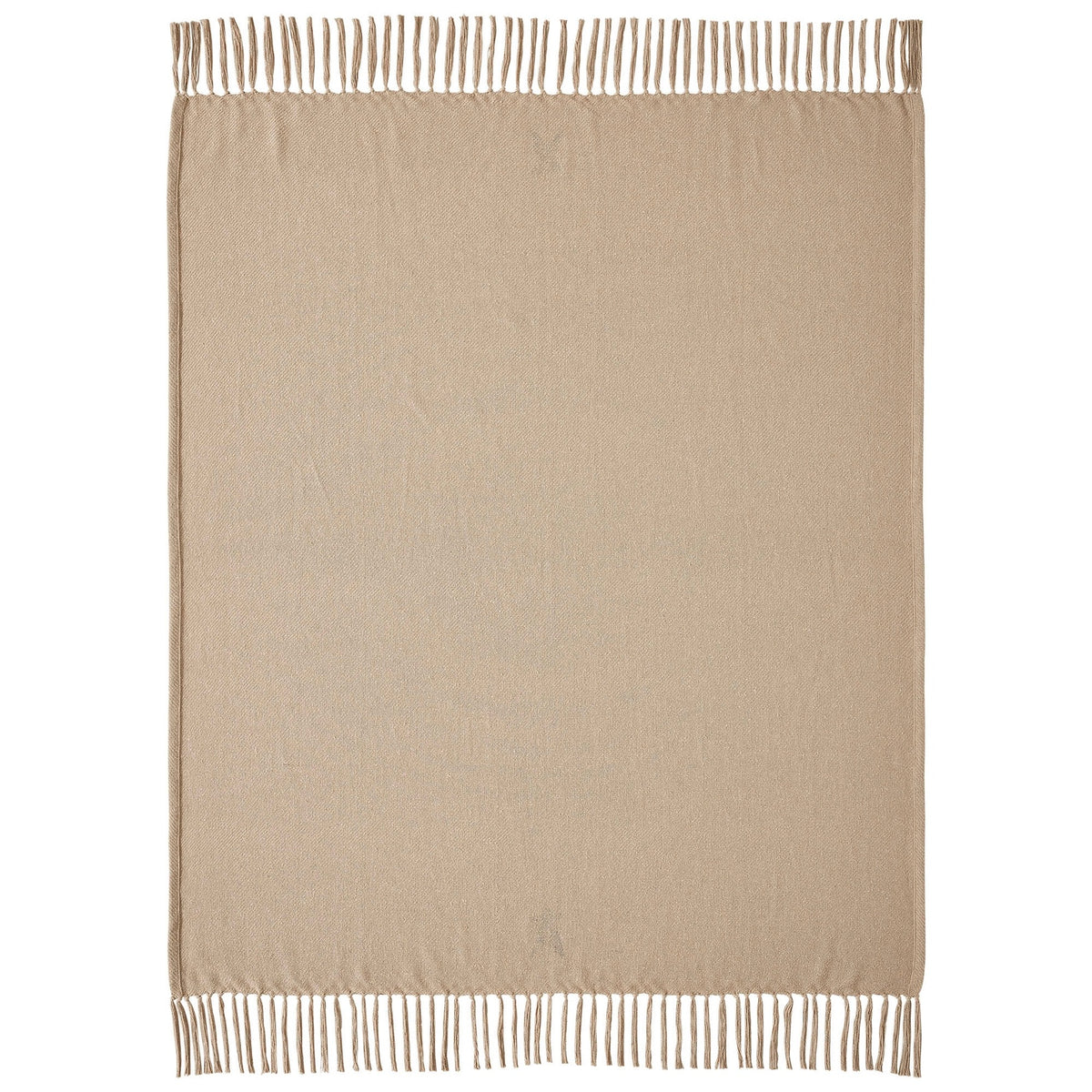 Primitive Pip Berry & Black Star Woven Fringed Tan Throw Blanket 50x60