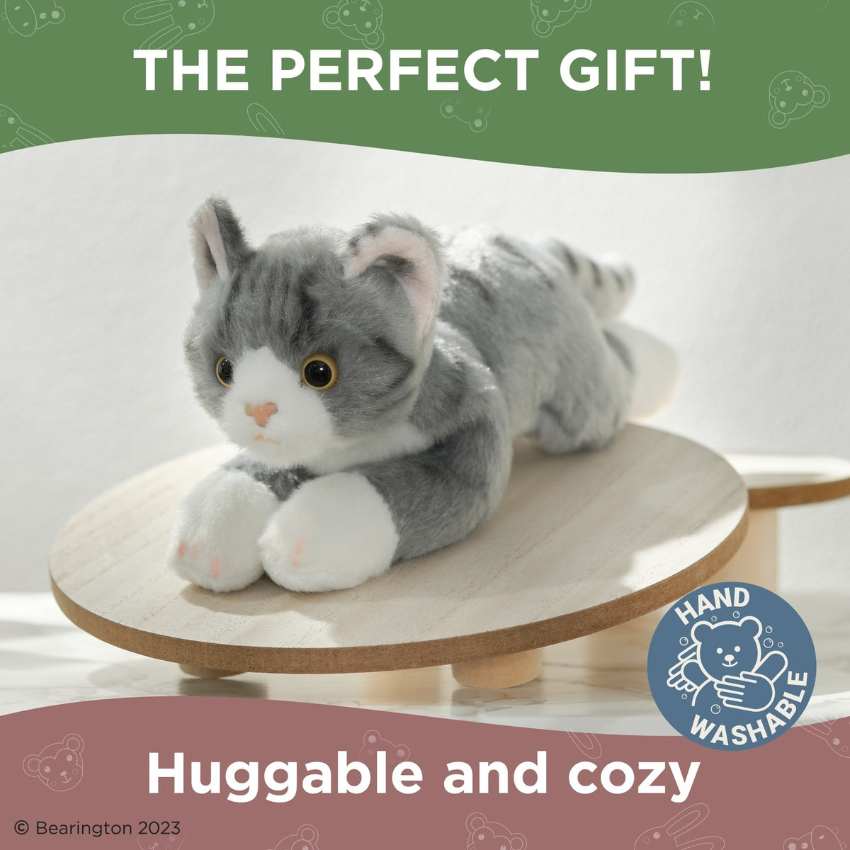 Lil' Socks Gray Tabby Cat Plush 8" Kitten by Bearington Collection