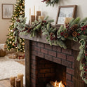 Christmas Artificial Variegated Holly, Fir, Pinecones and Berries Garland, 58"