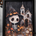 The Skeleton’s Secret Garden Halloween Wood Framed Wall Art, 11.75" X 9.5"