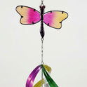 Pink and Yellow Dragonfly Colorful Wind Spinner Mobile with Pendant, 34"