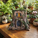 Rustic Tree Stump House Miniature Planter, Fairy Garden, Log Cabin Flower Pot