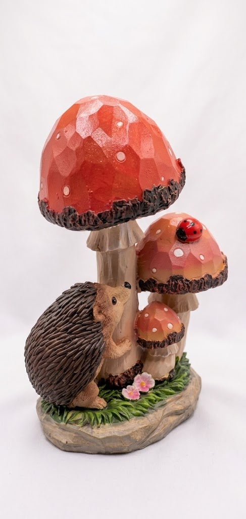 Cute Solar LED Hedgehog, Ladybug & Mushrooms Garden Statue, Animal Yard Decor