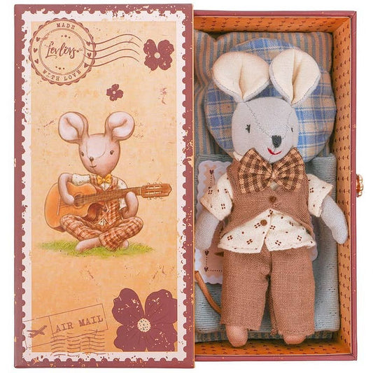 Levlovs Musician Mouse Liam in Stamp Holder Collectible Box with Bedding