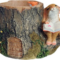 Whimsical Bunny Reading by Tree Stump Fairy Garden Miniature Planter