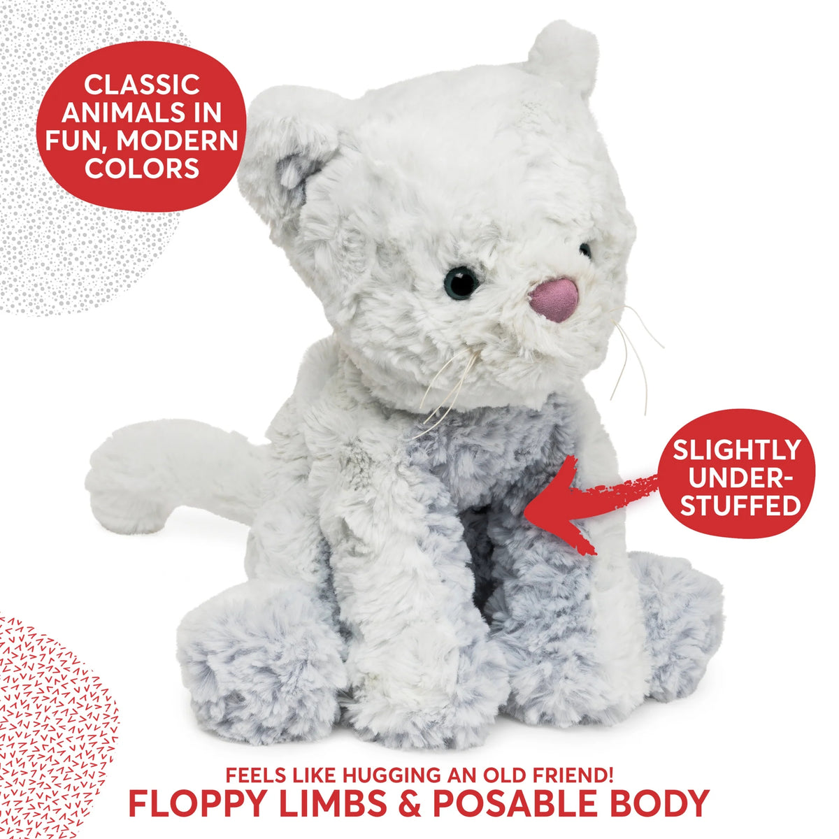 Gund Cozys Collection Cat Stuffed Animal Plush, White and Gray, 10"