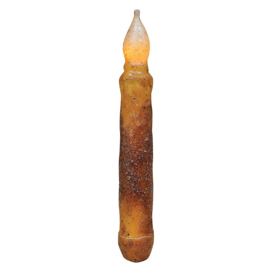 Primitive Burnt Mustard, Brown Battery Operated Led Tapers Set of 4 in Package