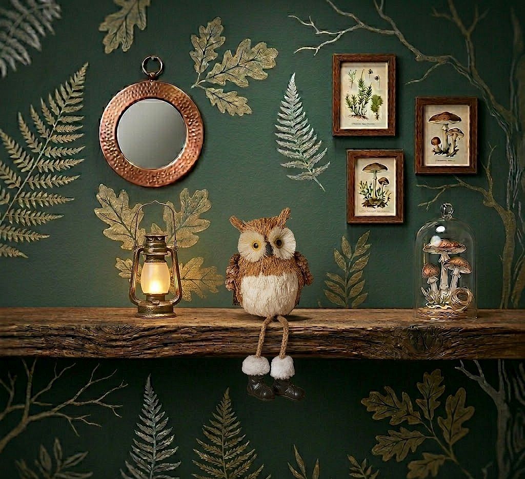 Hand-Crafted Sisal and Jute Wise Woodland Owl 12" Shelf Sitter in Dark Tan