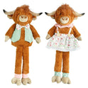 Whimsical Springtime Highland Cow Fabric and Plush Shelf Sitter, Set of Two