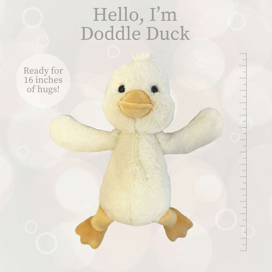 World's Softest Large Lushees Doodle Duck 16" Off White Plushie Stuffed Animal