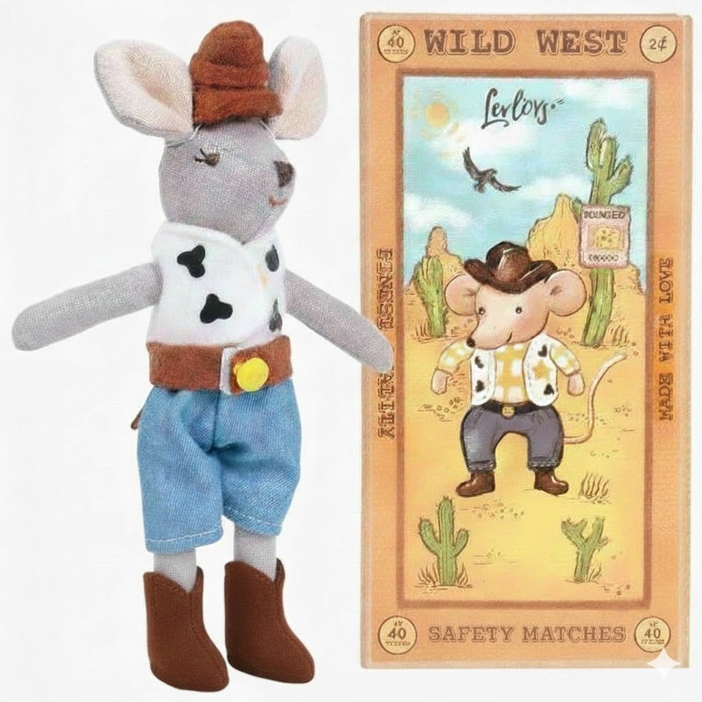 Levlovs Tiny Friends Cowboy Mouse with Bedding and Collectible Wild West Box