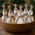 Primitive Fabric Snowmen Bowl Fillers, Set of 6, Rustic Winter and Holiday Decor