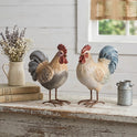 Rustic Farmhouse Rooster Statues Small Resin Chicken Figurine Pair