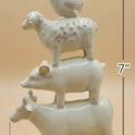 Stacked Farm Animals Ceramic Figurine Country Rustic Rooster Sheep Pig Cow 7"
